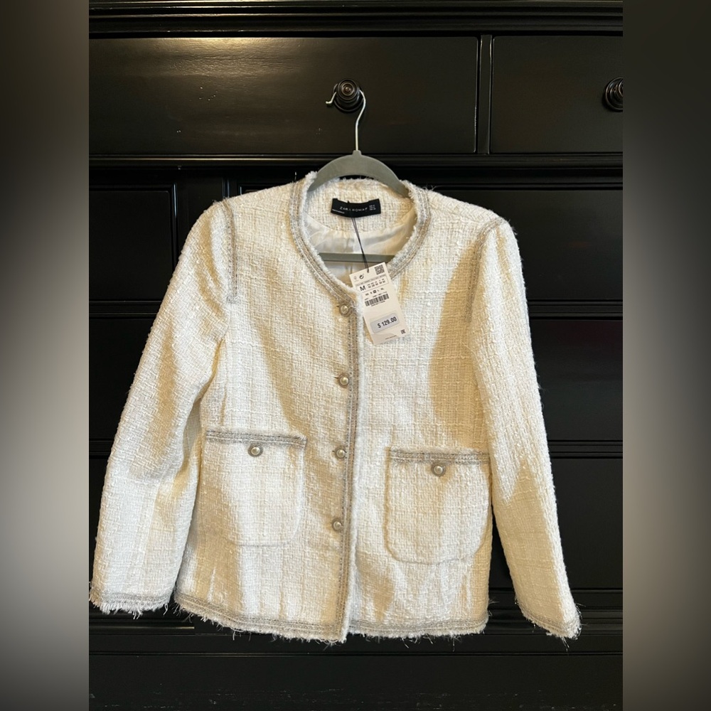 Zara Chanel style Blazer white medium